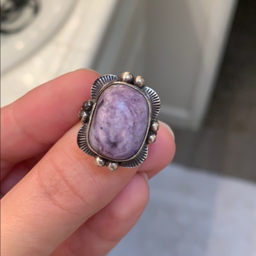 Sterling silver purple bohemian ring